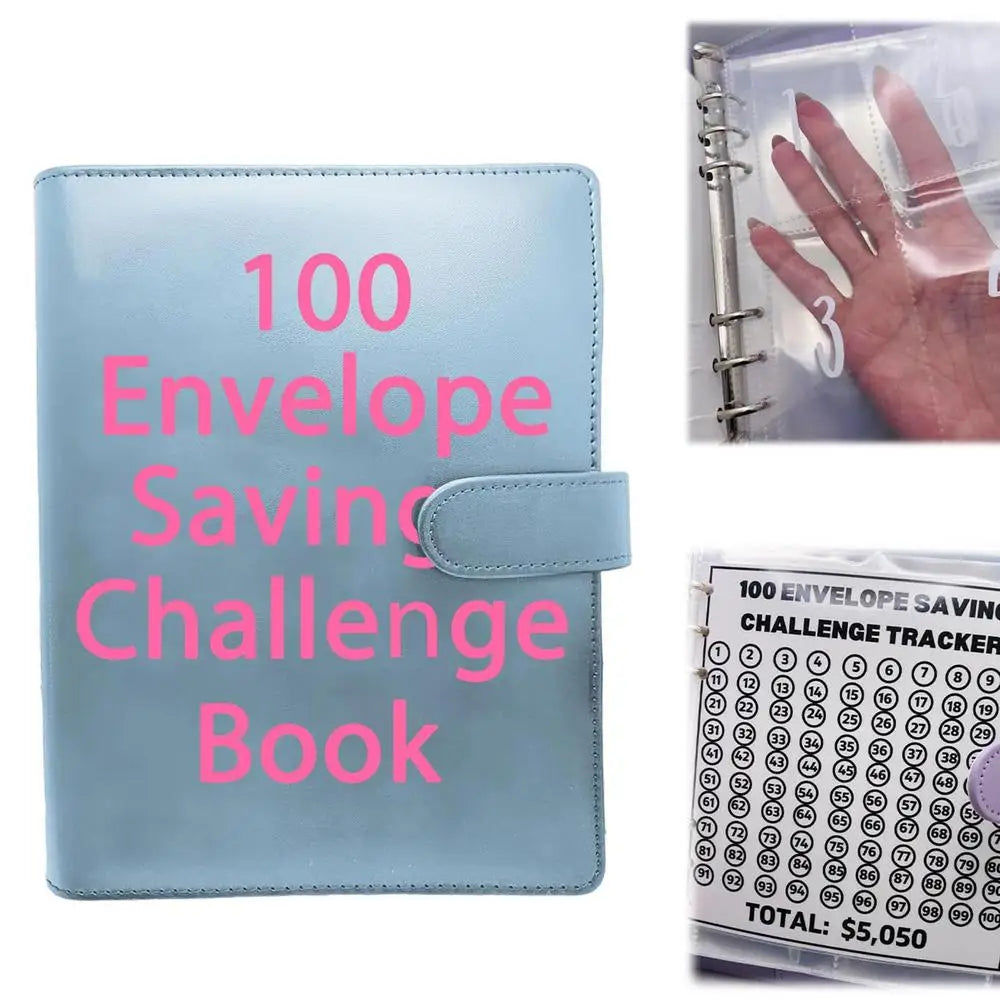 100 Days Envelope Cash Savings Challenge, Saving Money Planner, PU Leather B5 Size Money Saving Book, $5050 Budget Envelopes