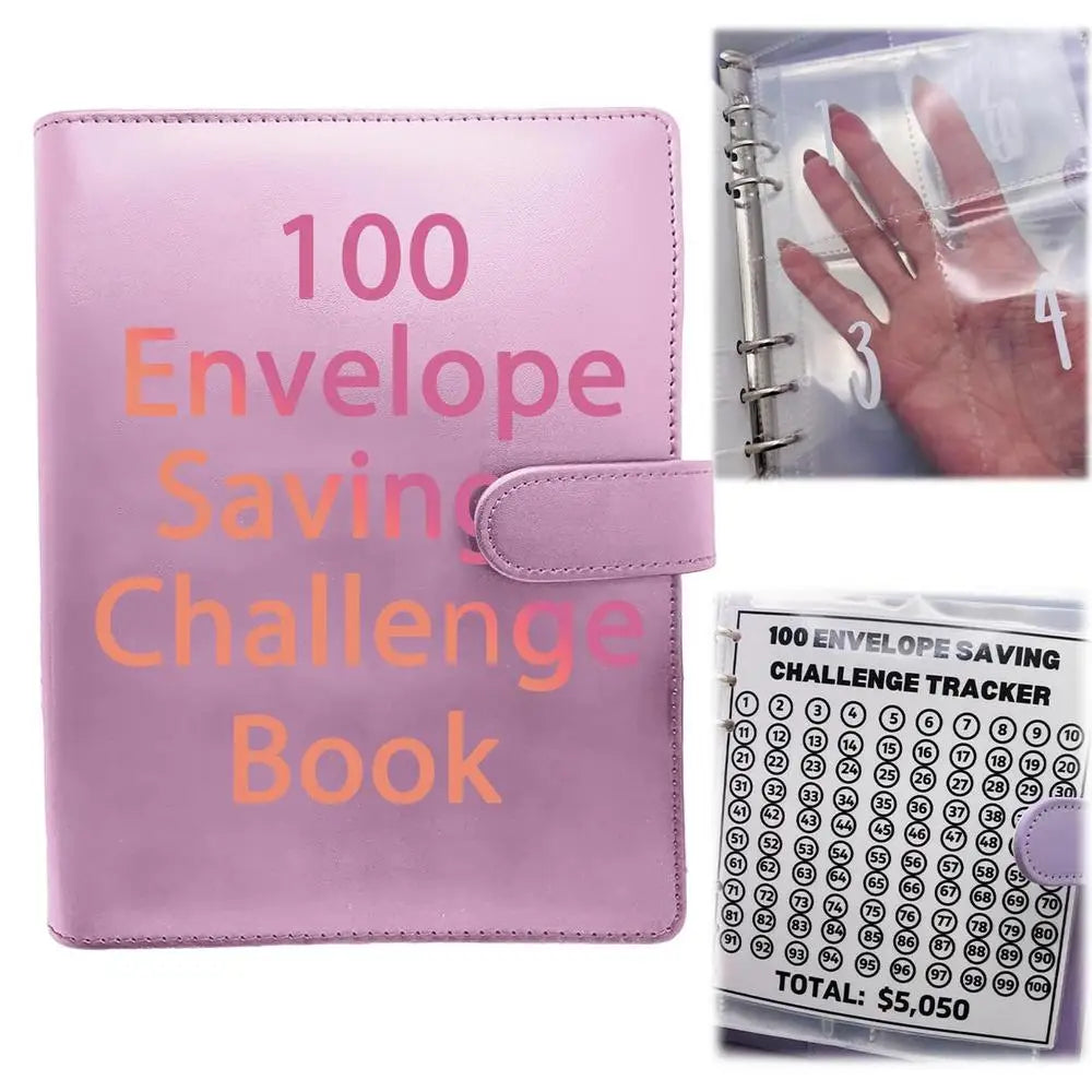 100 Days Envelope Cash Savings Challenge, Saving Money Planner, PU Leather B5 Size Money Saving Book, $5050 Budget Envelopes