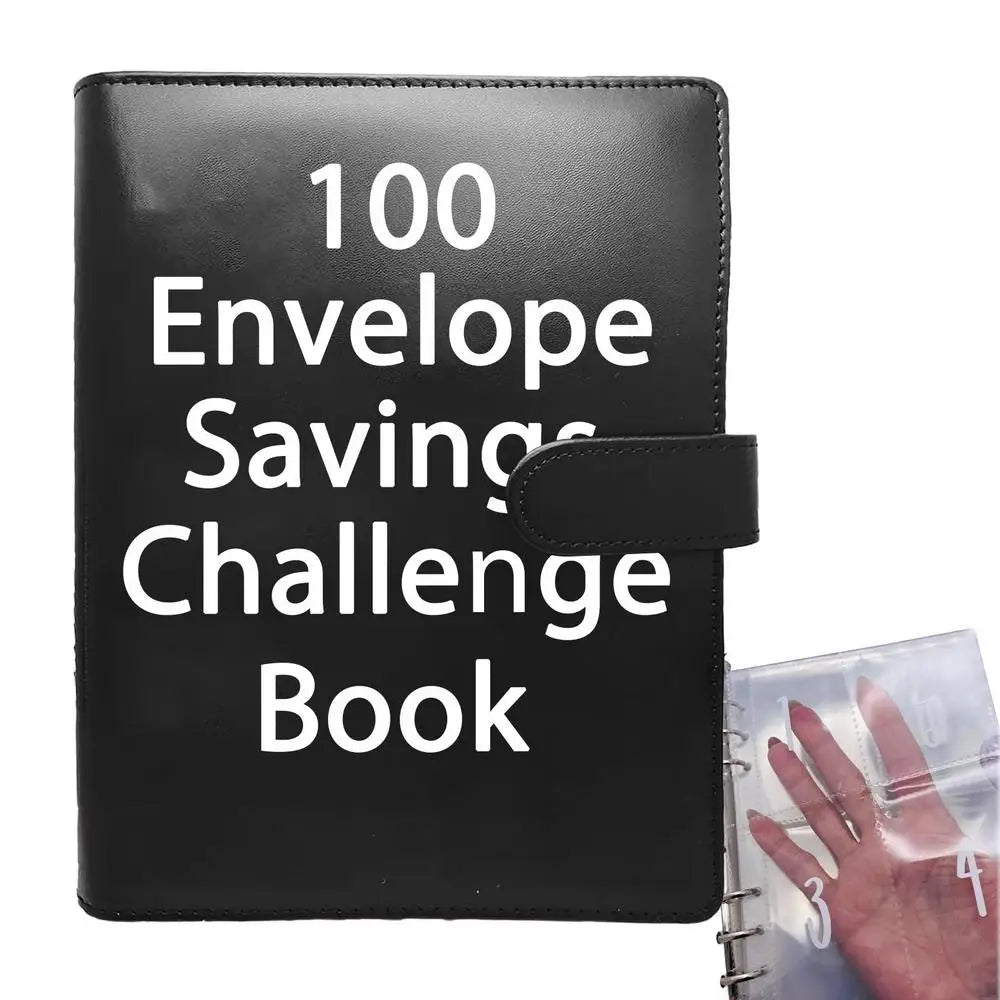 100 Days Envelope Cash Savings Challenge, Saving Money Planner, PU Leather B5 Size Money Saving Book, $5050 Budget Envelopes