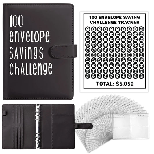 100 Envelopes Money Saving Challenge Binder A5 Savings Binder Budget with Cash Envelopes for Planning and Saving $5050