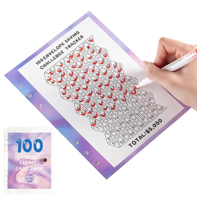 100 Days Envelope Cash Savings Challenge, Saving Money Planner, PU Leather B5 Size Money Saving Book, $5050 Budget Envelopes