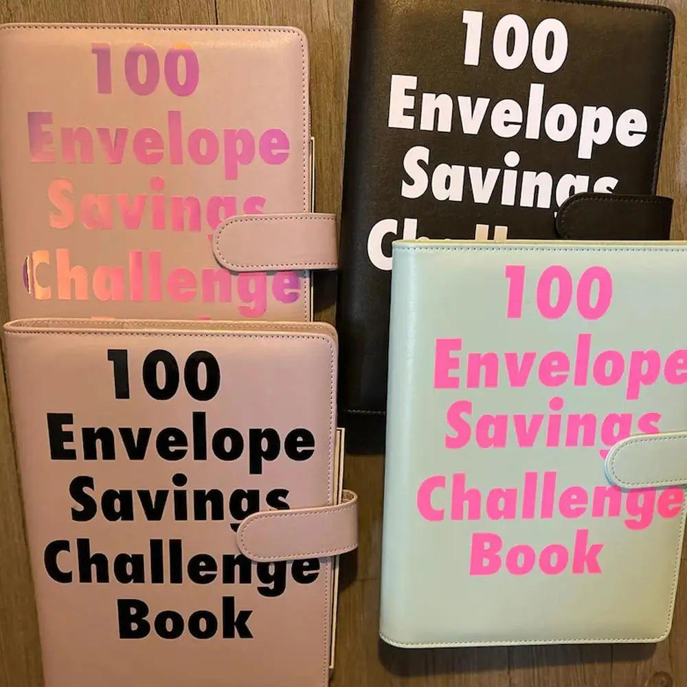 100 Days Envelope Cash Savings Challenge, Saving Money Planner, PU Leather B5 Size Money Saving Book, $5050 Budget Envelopes