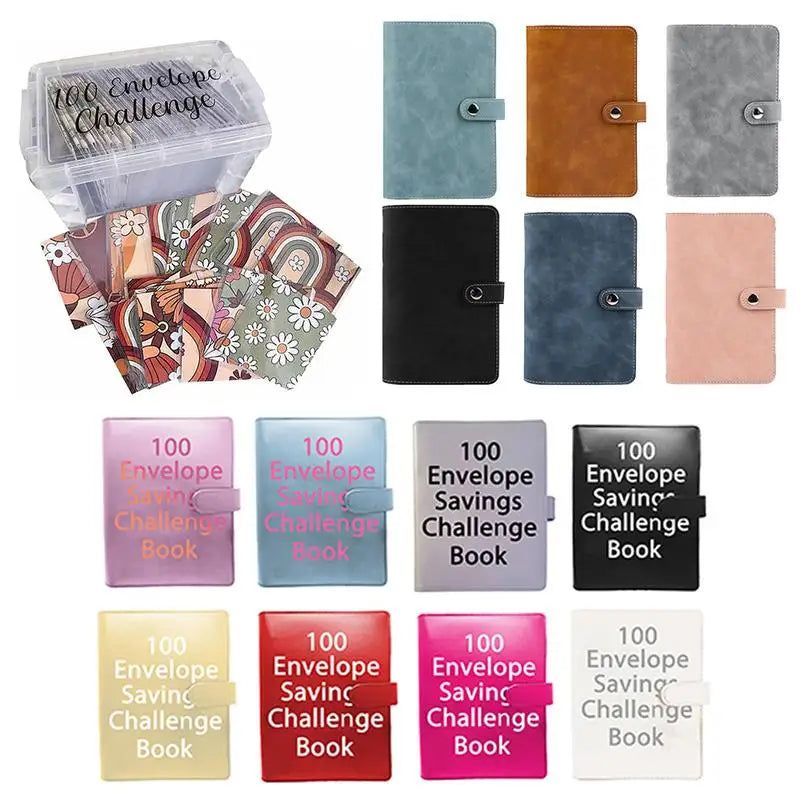 100 Days Envelope Cash Savings Challenge, Saving Money Planner, PU Leather B5 Size Money Saving Book, $5050 Budget Envelopes