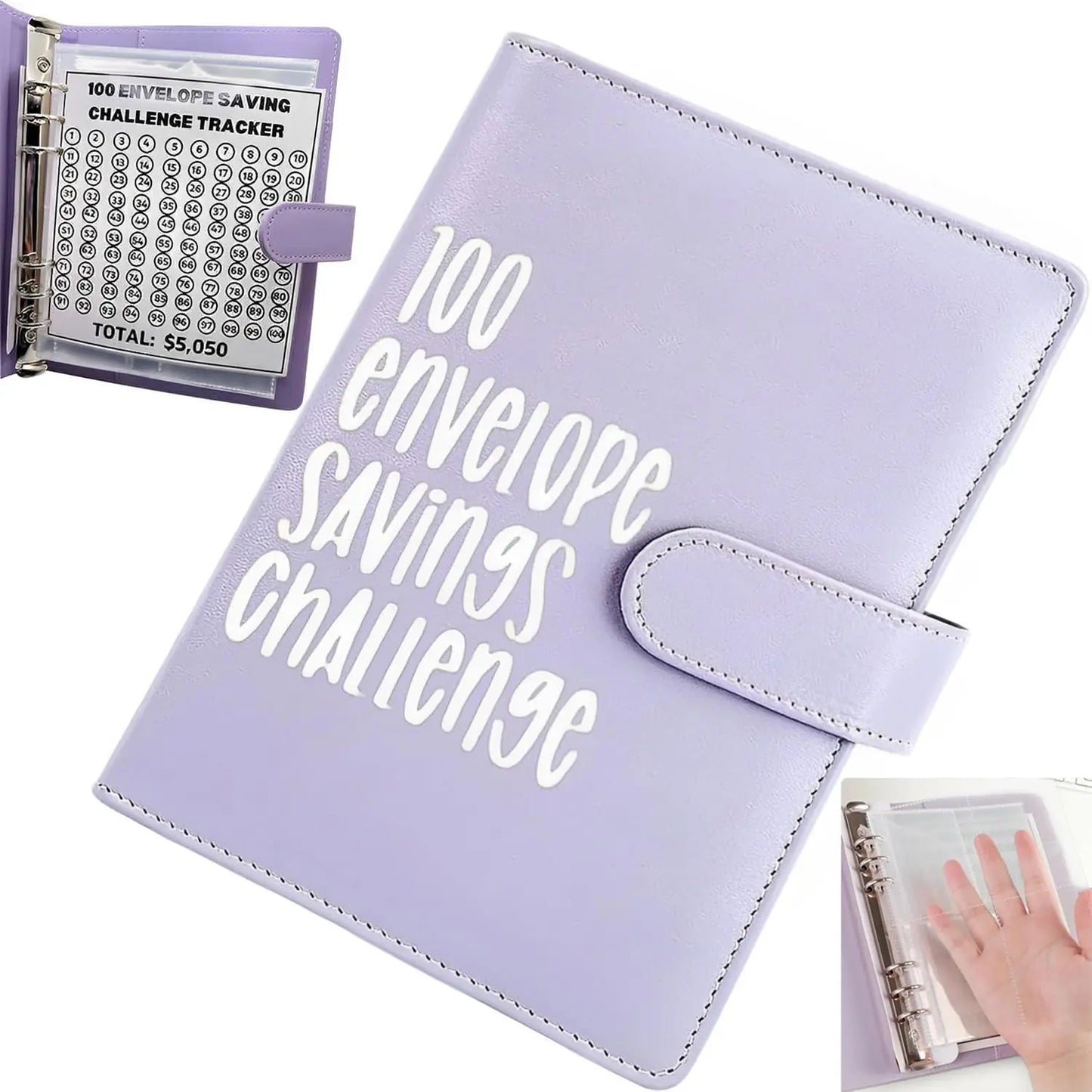 100 Envelopes Money Saving Challenge Binder A5 Savings Binder Budget with Cash Envelopes for Planning and Saving $5050