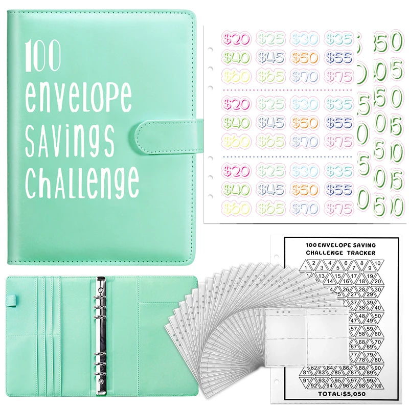 100 Envelopes Money Saving Challenge Binder A5 Savings Binder Budget with Cash Envelopes for Planning and Saving $5050